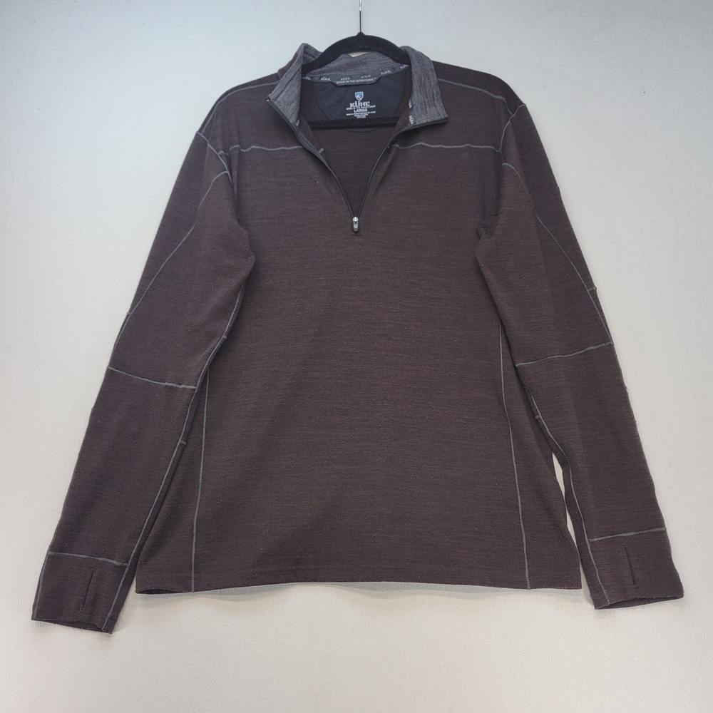 Kuhl Ryzer Quarter Zip Pullover Mens Large‎ Brown Performance Sweater